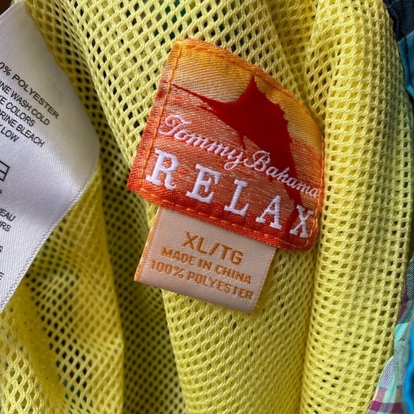 Tommy Bahama Relax Mens XL Blue Plaid Swim Trunks Board Shorts Net - Picture 5 of 9